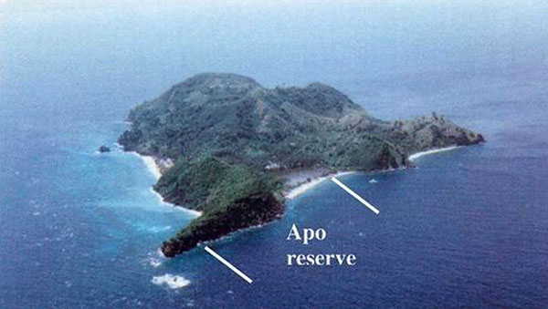 Ubicación de la reserva en la isla de Apo.