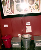 Recycling in the kitchen is well-organized.