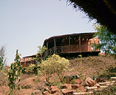 View of Stillwaters Restaurant patio from below.